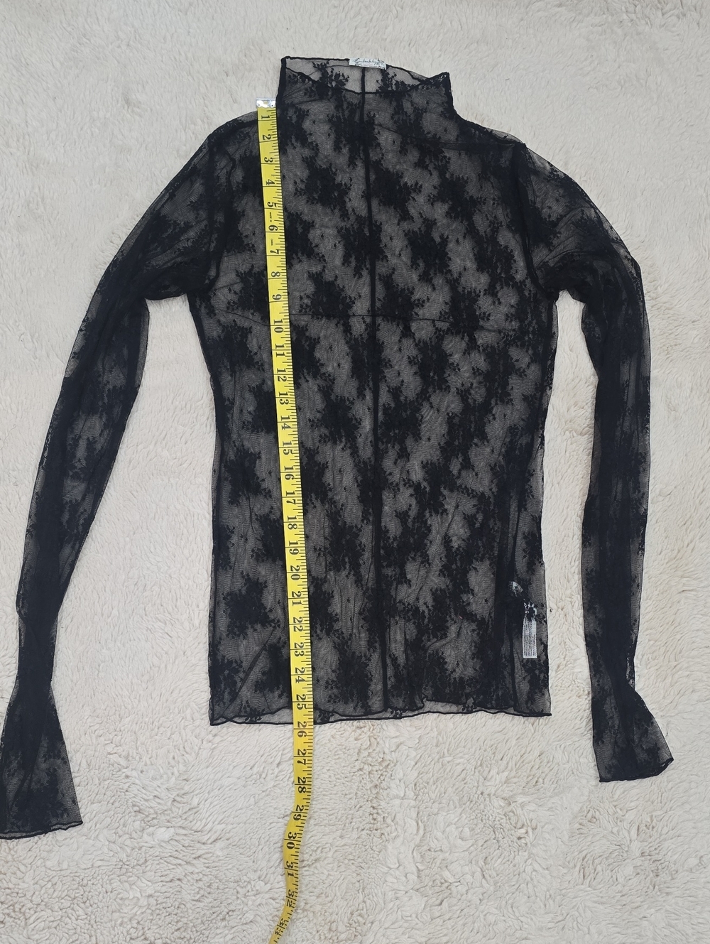 Free People Black Sheer Long-Sleeve Mock Neck Top - Picture 4 of 5